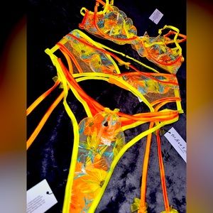 NWT For Love & Lemons 3pc Full Lingerie Set Spring/Summer 2022